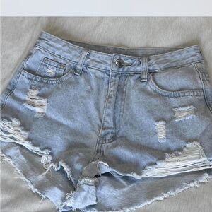SHEIN Light Blue Distressed Jean Shorts